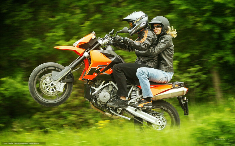 Couple on Motorcycle — Orange