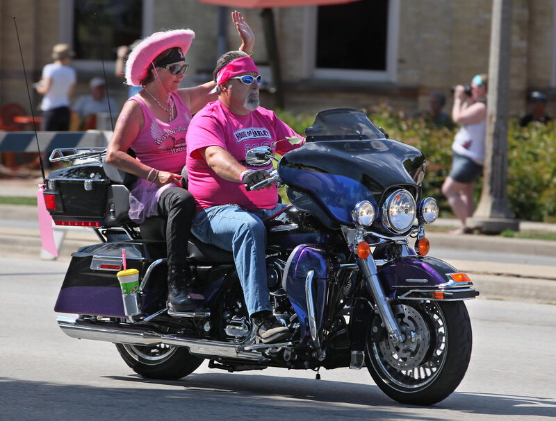 Couple on Motorcycle — Purple