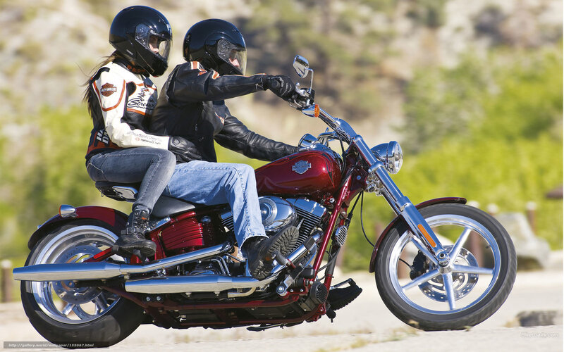 Couple on Motorcycle — Red