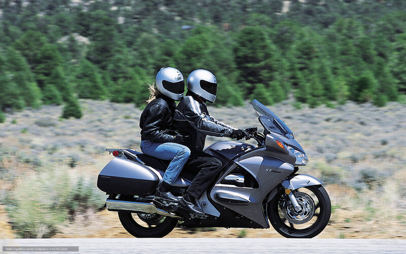 Couple on Motorcycle — Silver