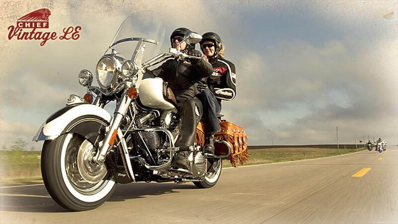Couple on Motorcycle — White