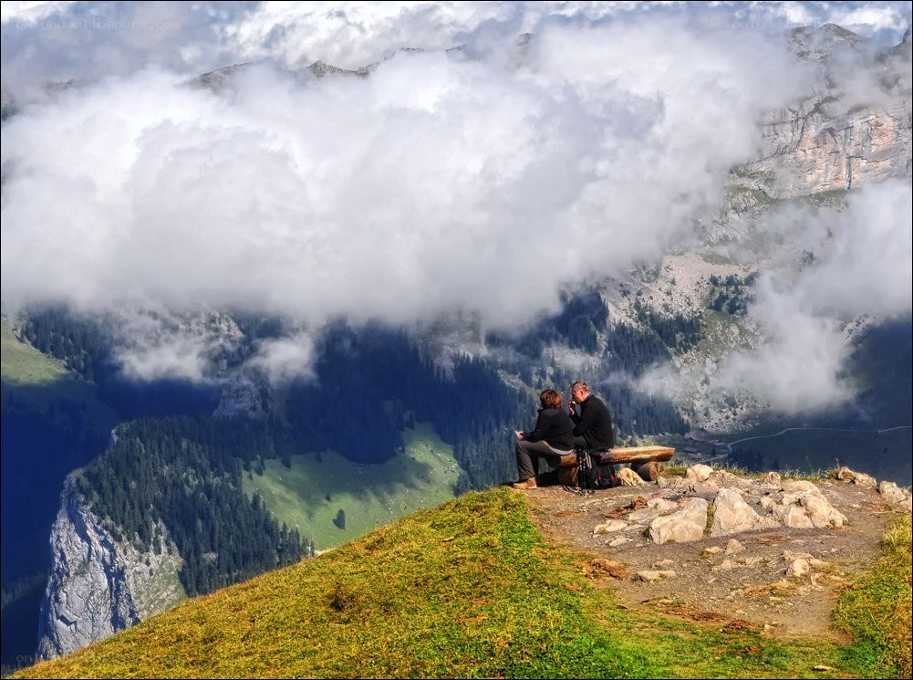 Couple on mountain overlook