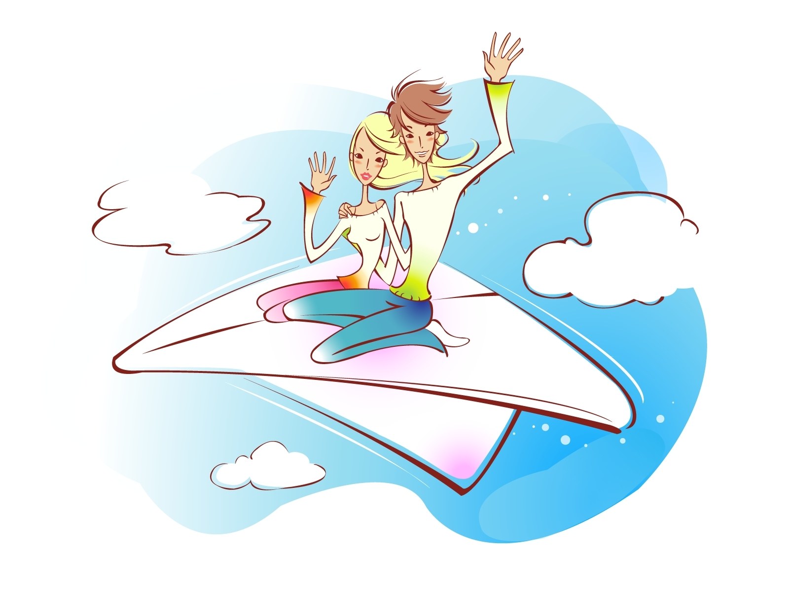 couple on paper airplane