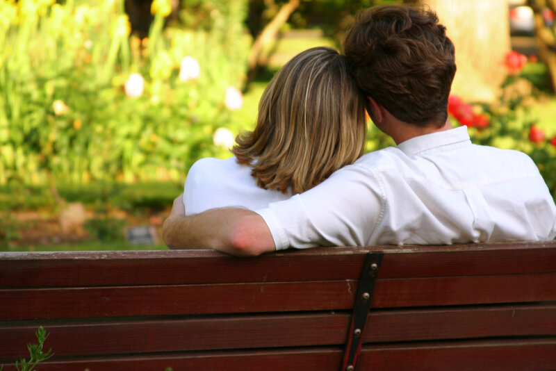 Couple on Park Bench — Brown