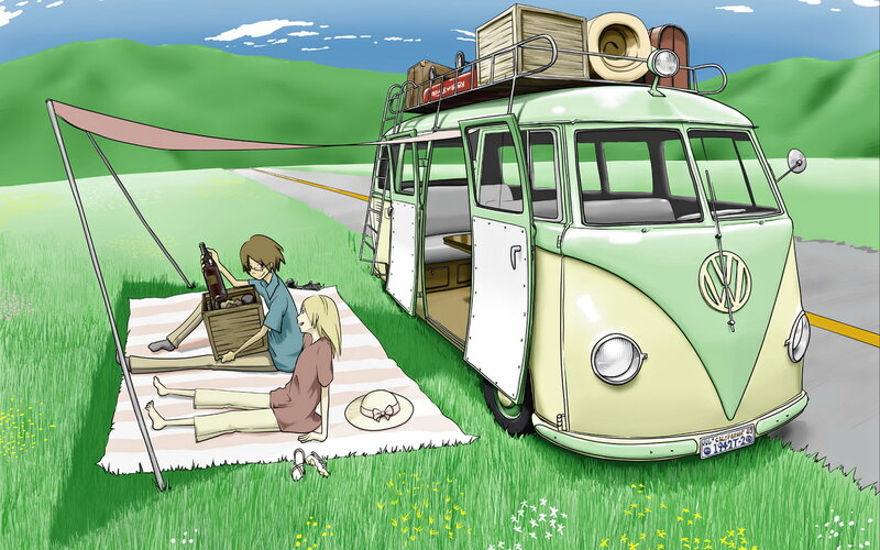 Couple on Picnic Blanket — Green, Serene