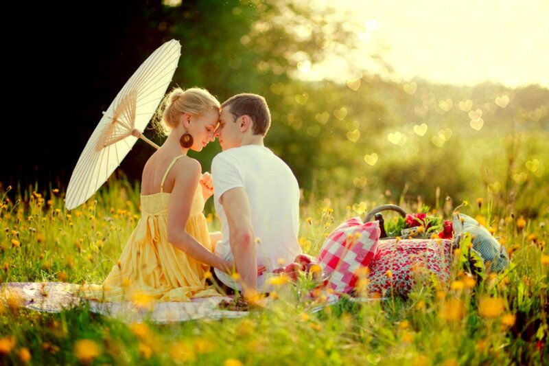 Couple on Picnic Blanket — Yellow