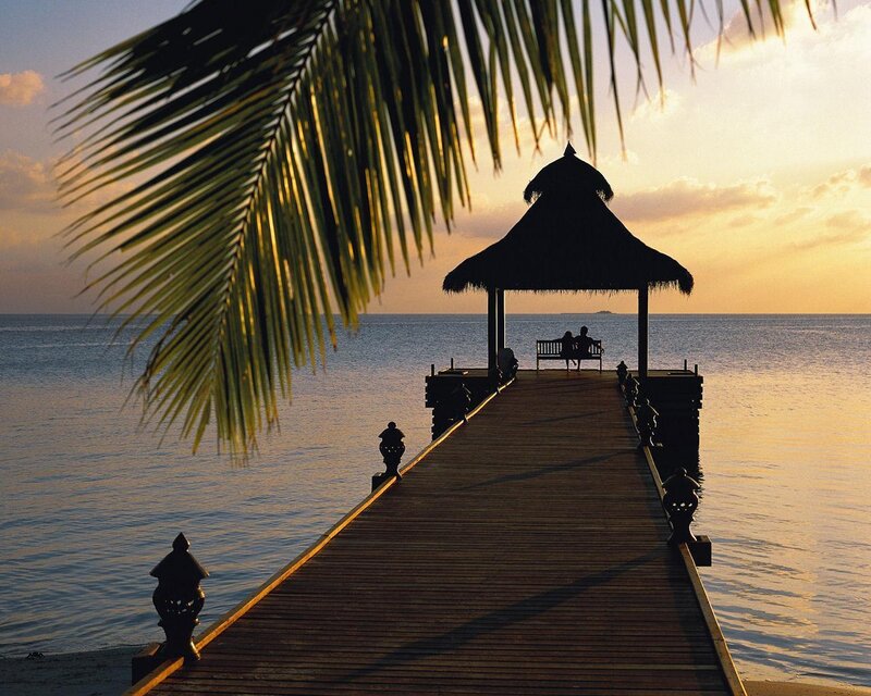 Couple on Pier at Sunset — Blue