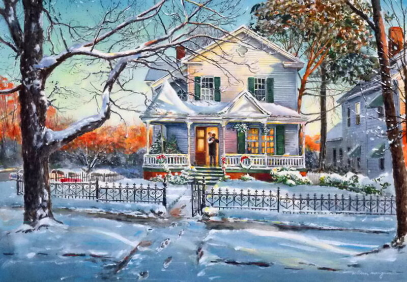 Couple on Porch in Winter
