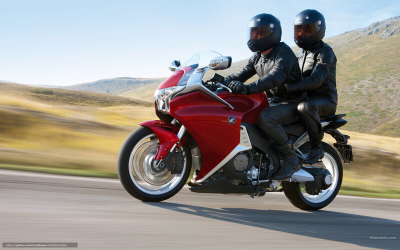 Couple on Red Motorcycle — Dynamic, Afternoon