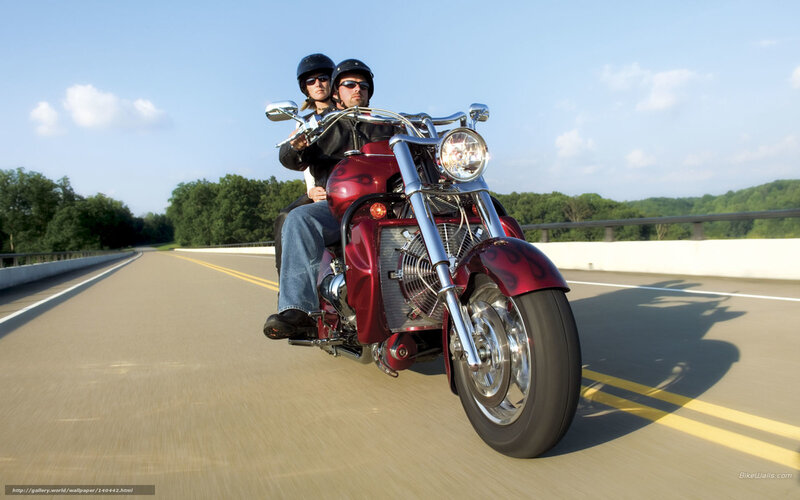 Couple on Red Motorcycle — Open Road