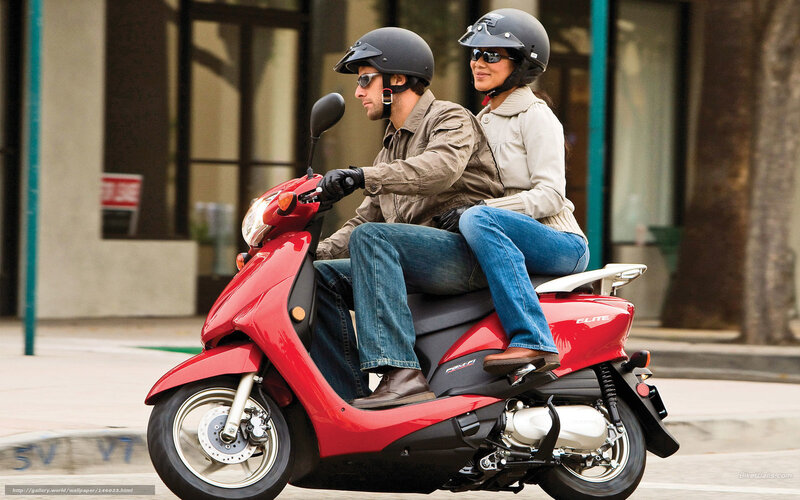 Couple on Red Scooter — Calm