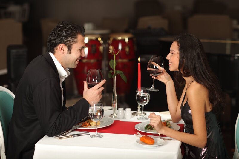 Couple on Romantic Dinner — Black