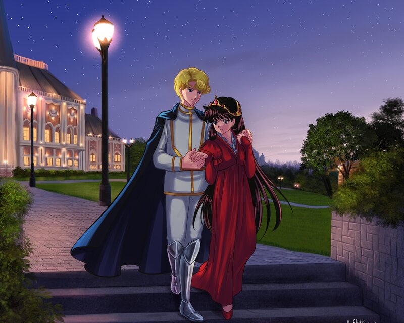 Couple on Steps at Night