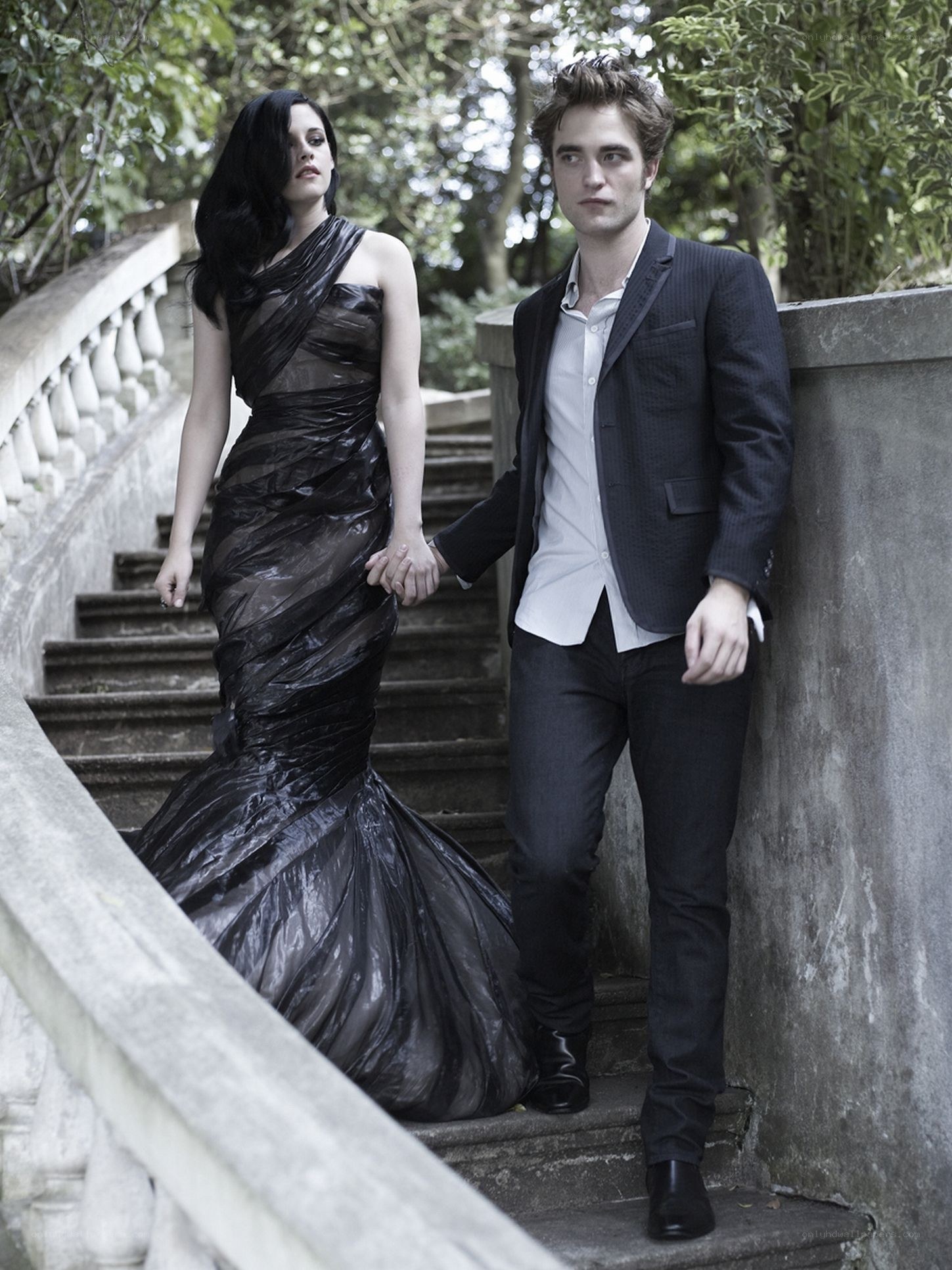 Couple on stone stairs
