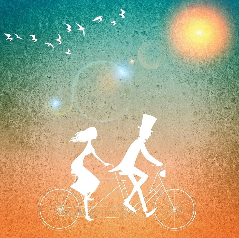 Couple on Tandem Bicycle