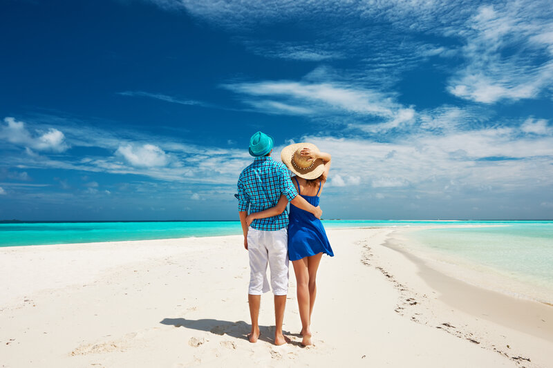 Couple on Tropical Beach — Blue, Serene, Afternoon