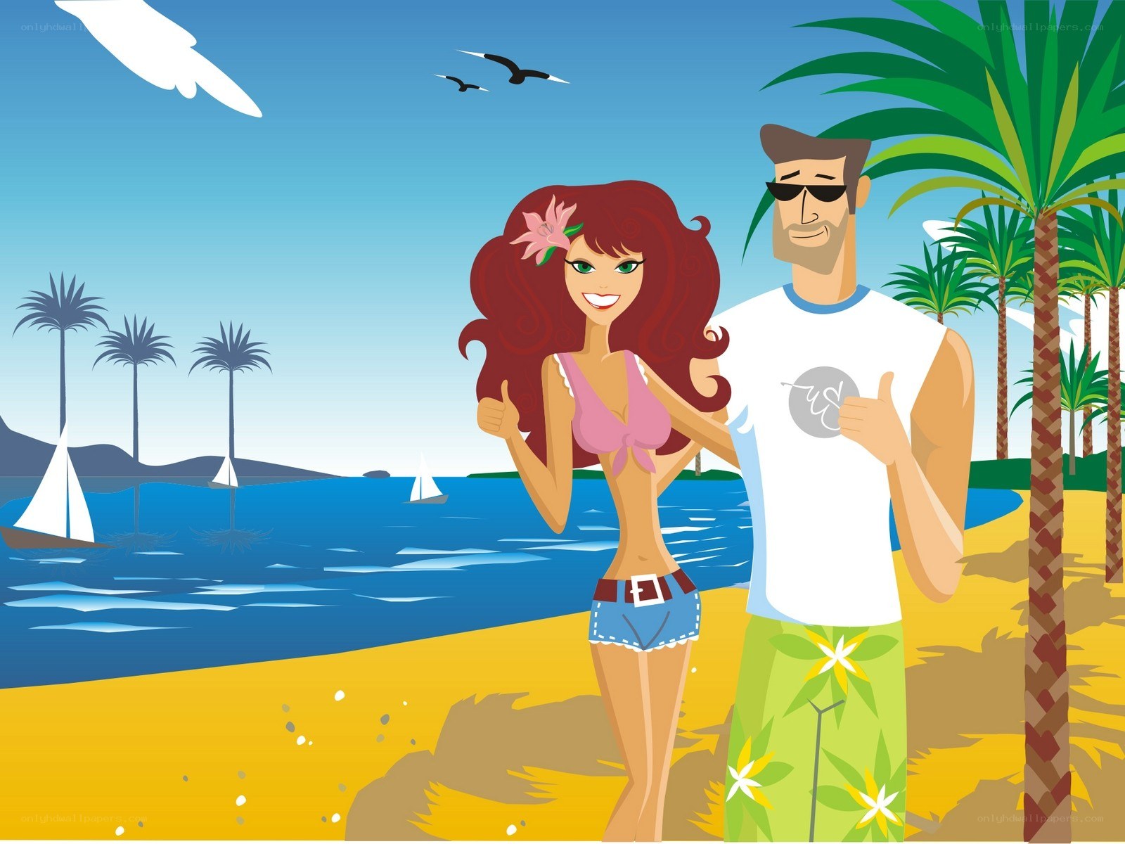 Couple on tropical beach vacation