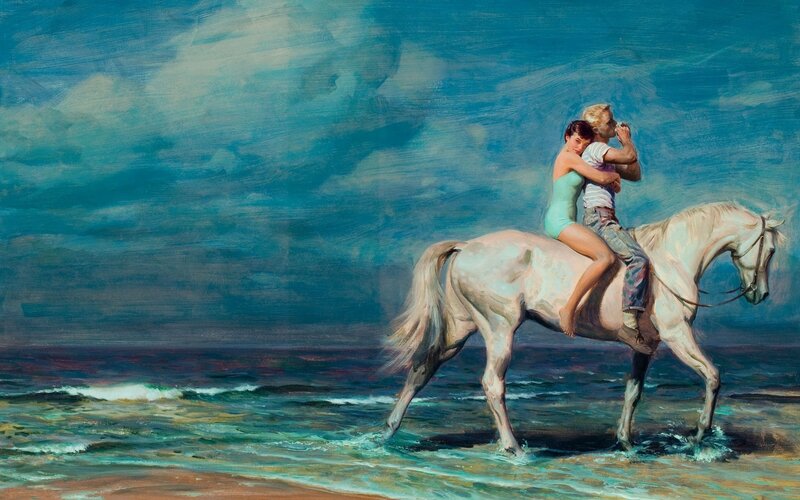 Couple on White Horse