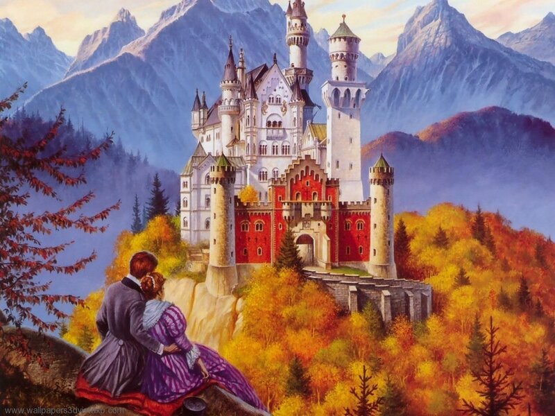 Couple overlooking a castle