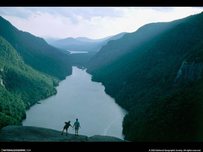 Couple overlooking a river valley