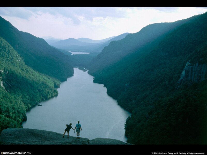 Couple overlooking a river valley