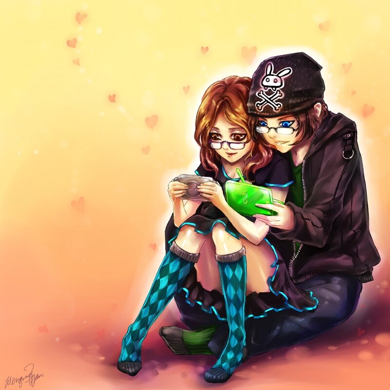 Couple playing games together