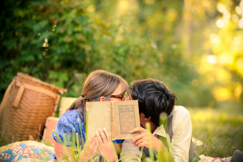 Couple Reading Book — Green