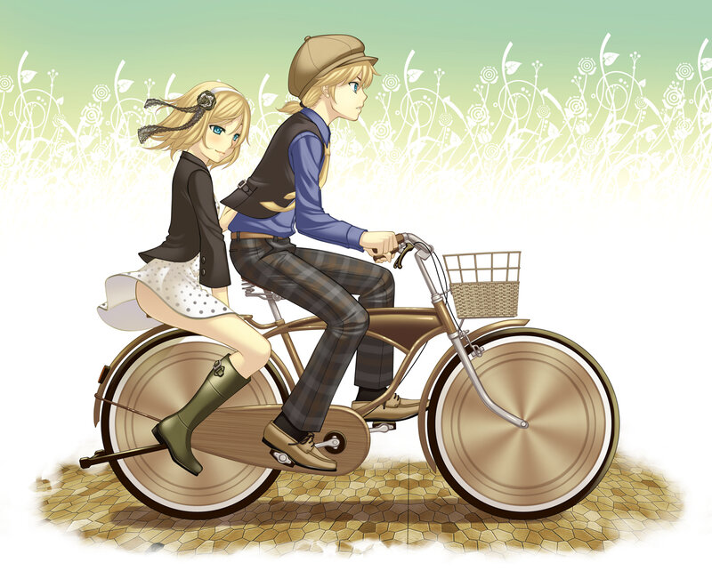 Couple riding a bicycle