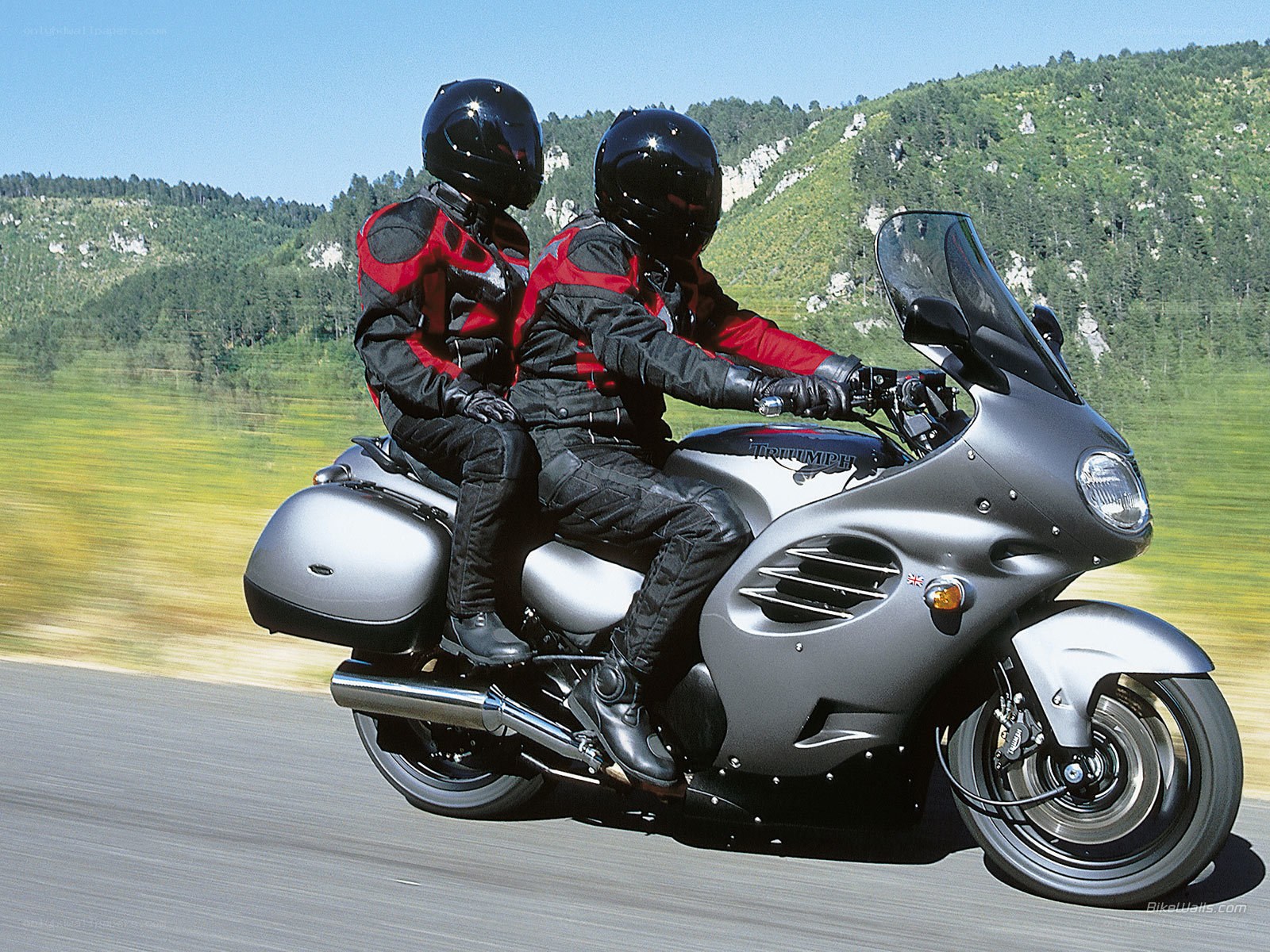 Couple riding a motorcycle