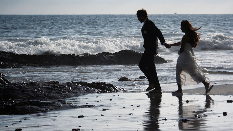 Couple Running on Beach — Blue
