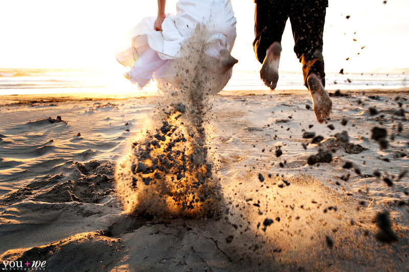 Couple Running on Beach — Brown