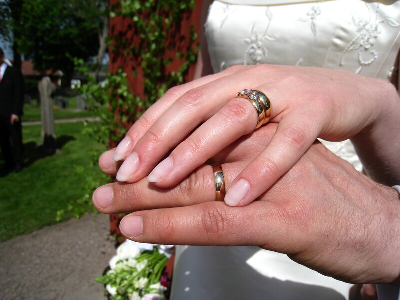 Couple's Hands with Rings — White
