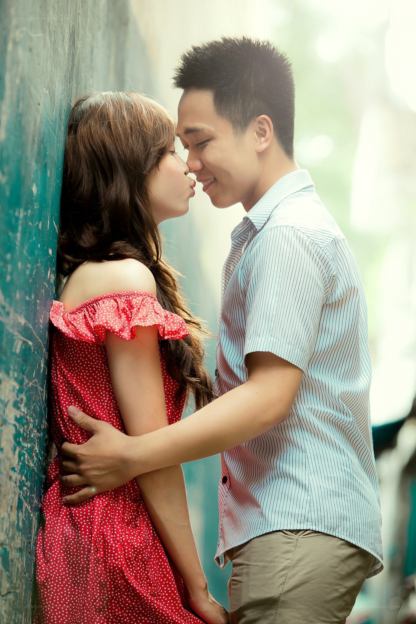 Couple sharing a kiss