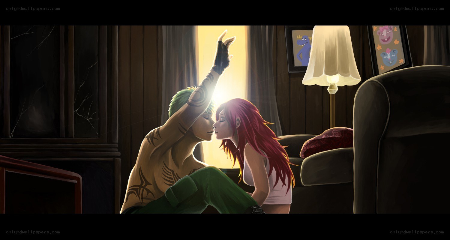 couple sharing a kiss at sunset