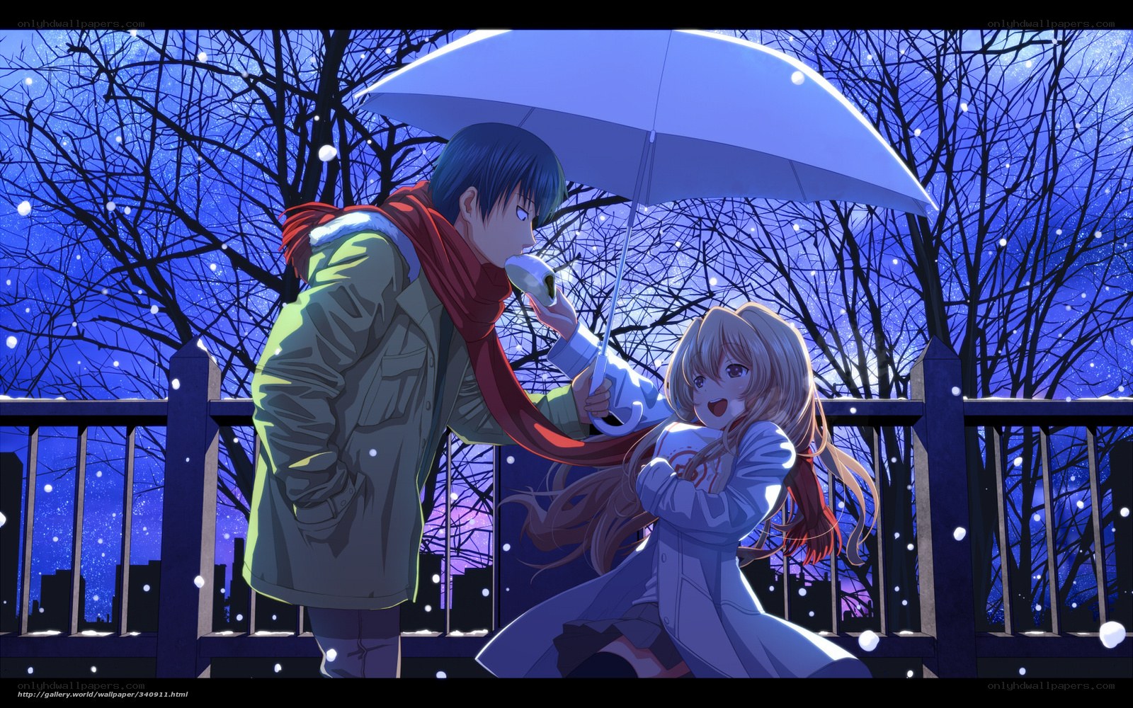 Couple sharing a moment in snow