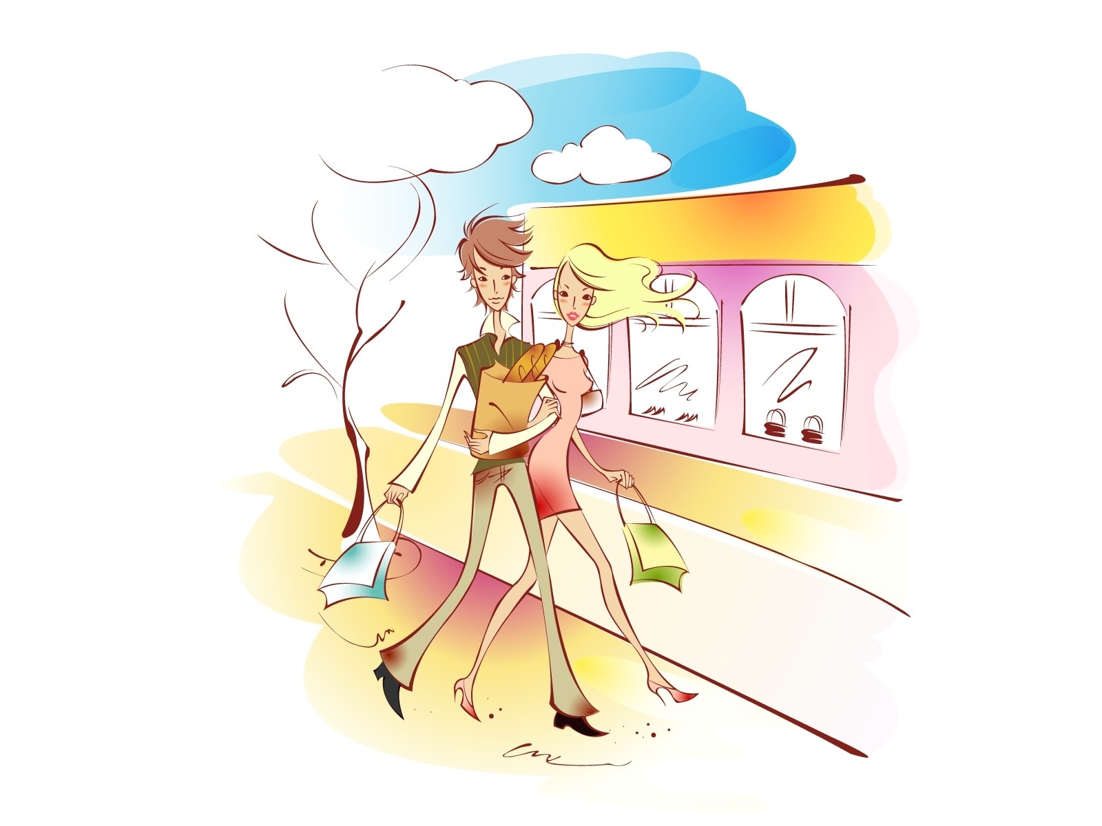 Couple shopping together