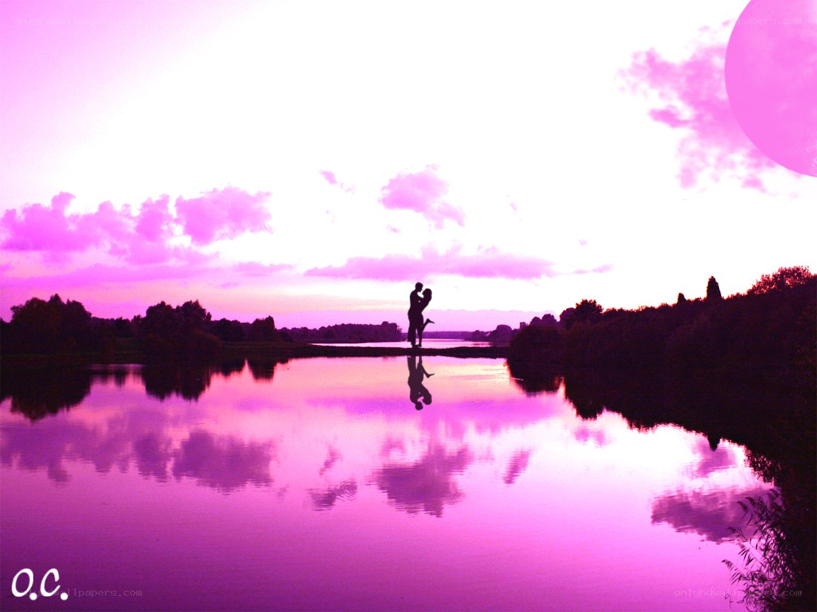 Couple silhouette at sunset