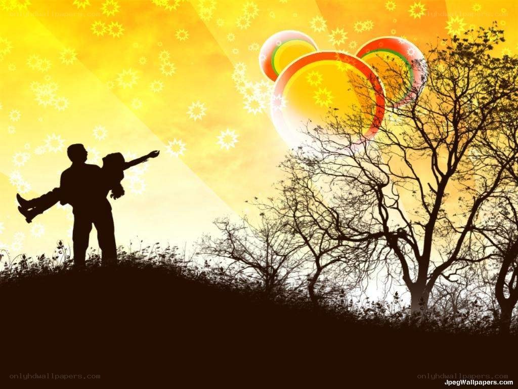Couple silhouette at sunset