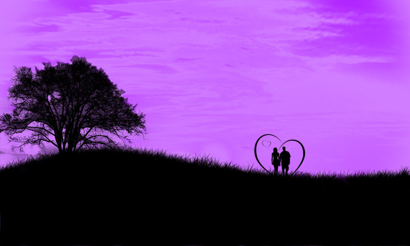 Couple silhouette at sunset