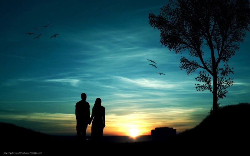 Couple Silhouette at Sunset