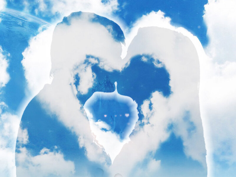Couple silhouette heart shape