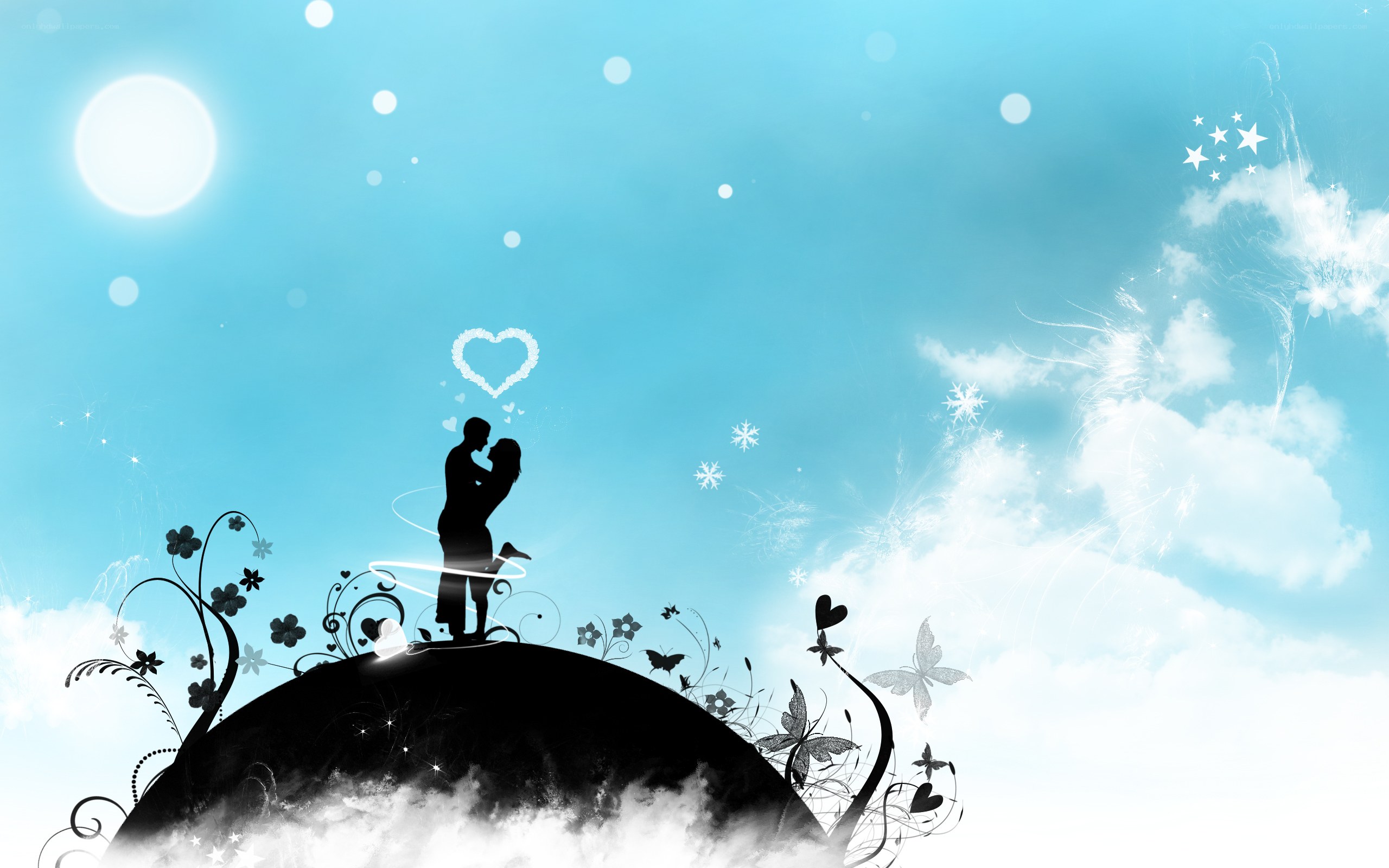 couple silhouette on hill