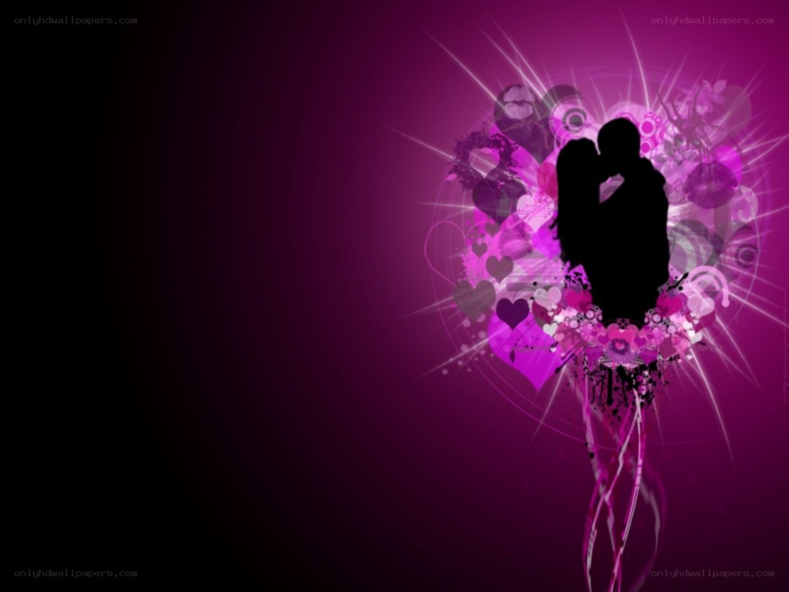 couple silhouette on purple background