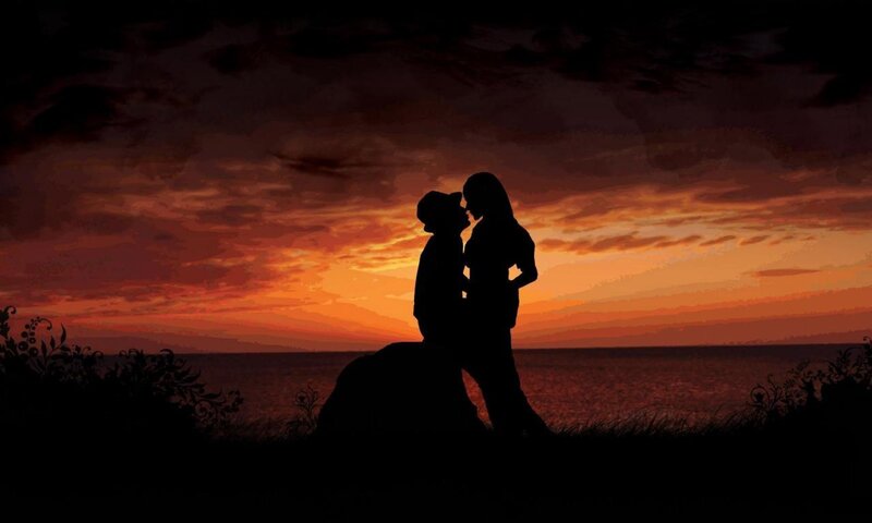 Couple Silhouette — Orange