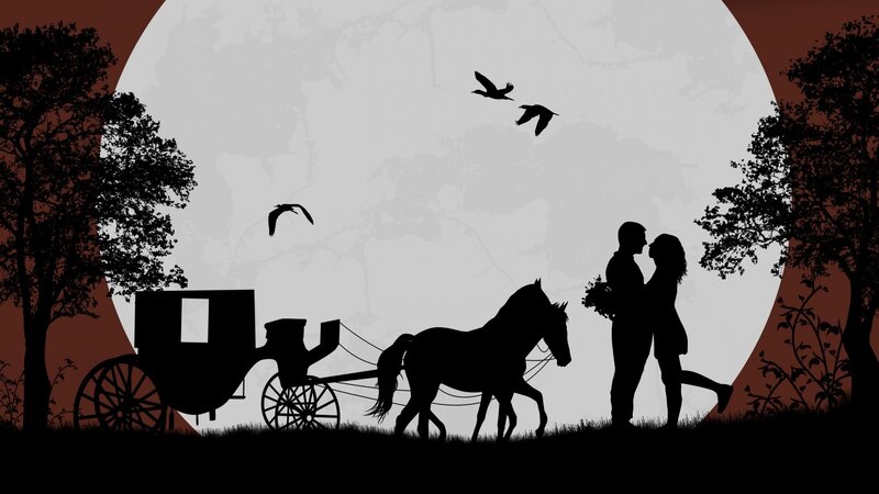 Couple Silhouetted at Night — Black