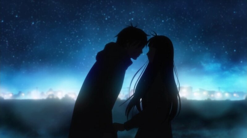 Couple Silhouetted at Night — Blue