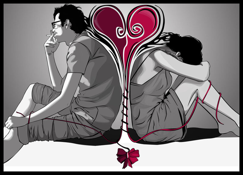 Couple Sitting Back to Back — Gray