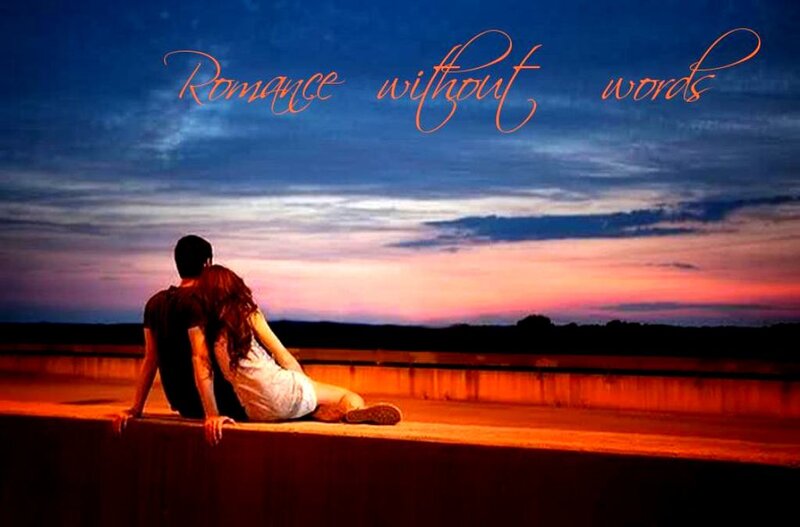 Couple Sitting on Wall — Blue, Serene, Sunset