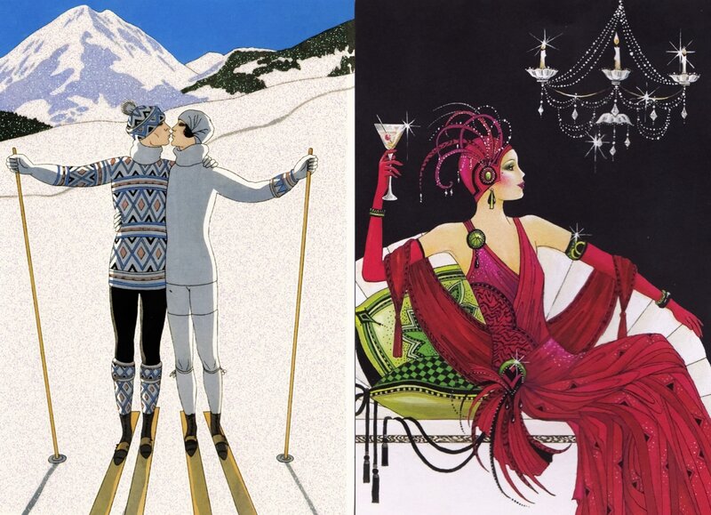 Couple Skiing in Mountains