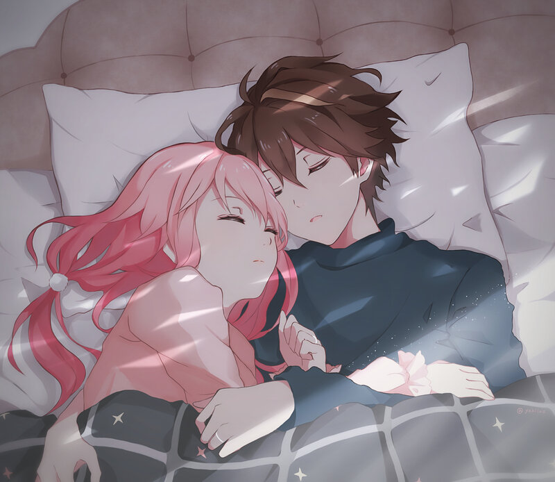Couple Sleeping in Bed — Pink